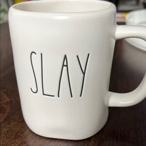 Rae Dunn White Mug with 'SLAY' Text